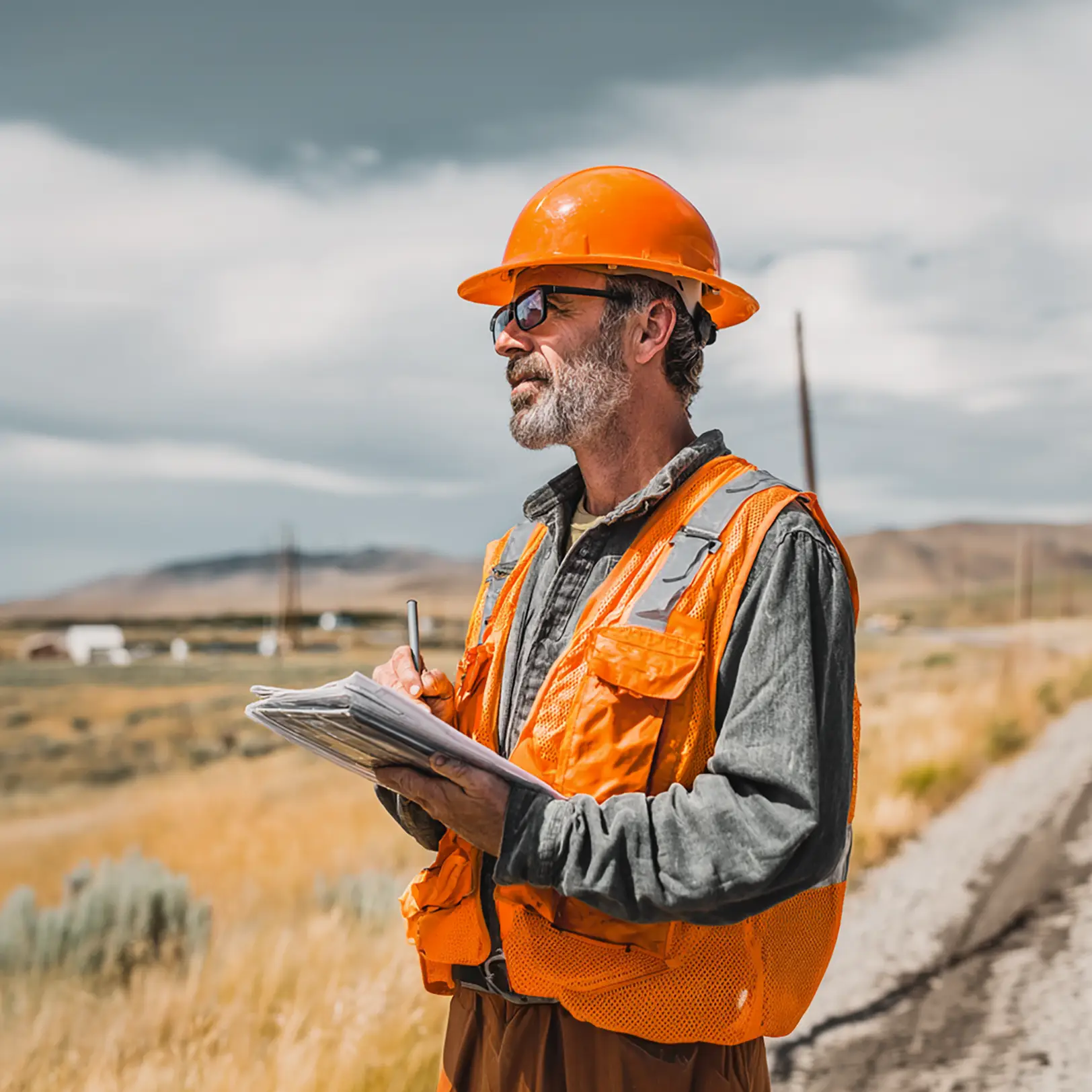 Construction Forman Surveying Building Site