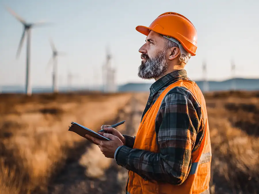 A foreman overseeing a green energy project